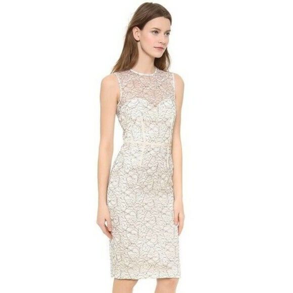 Jill Stuart Sheath Dress Size 2 White Love Glow Embroidered Lace Sleeveless GUC - Picture 3 of 16